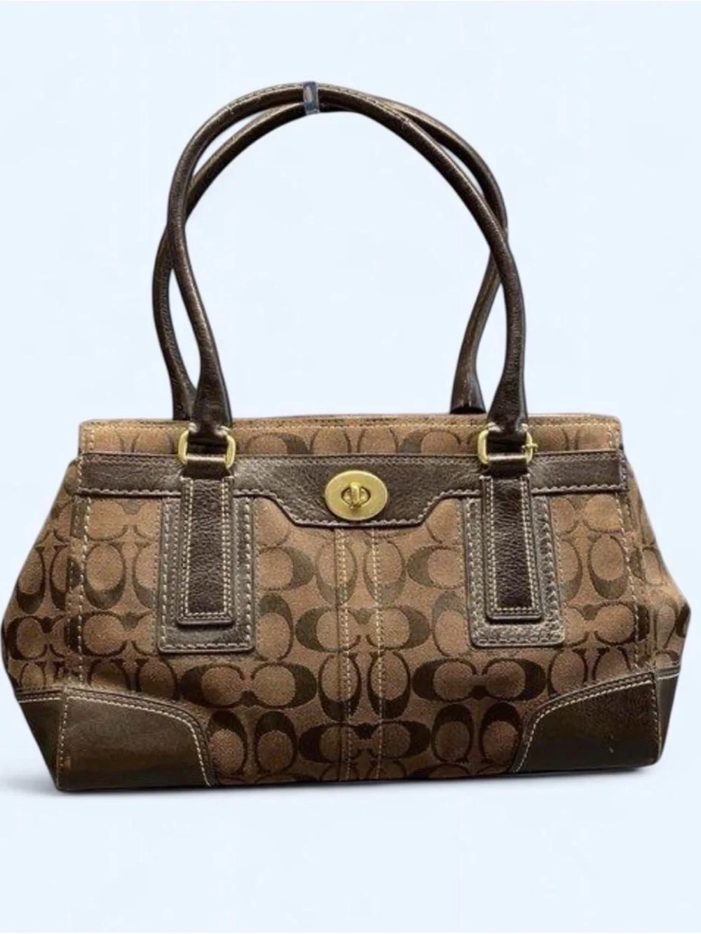 Vintage Coach Signature C Pattern Brown Tote Handbag